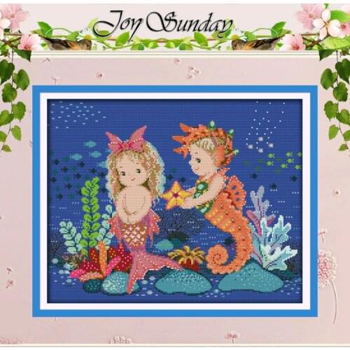 The Mermaid and Sea Horse Counted Cross Stitch DIY 11CT 14CT Cross Stitch Sets Chinese Cross-stitch Kits Embroidery Needlework