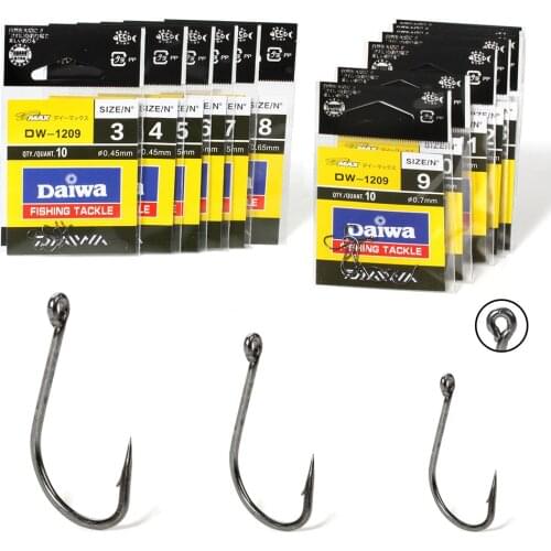 DAIWA 10/30pcs/Set Fishing HooksSuper Sharp And Wear-Resistant Offset Narrow Bait Hook Size 3-15# Black Accessories