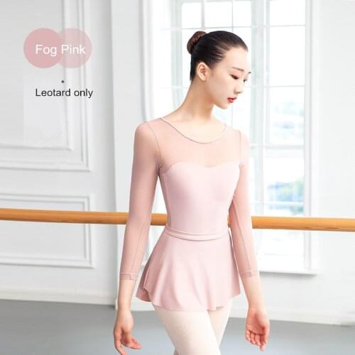 Mesh Dance Leotard 3/4 Sleeve Ballet Leotards Adult Ballet Practice Dance Costume Gymnastics Leotards for Women Girls DanceWear