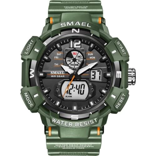 SMAEL Mens Sport Watch Army Military Watches Man 2021 Modern Waterproof 5Bar Alarm Clock Digital Chronograph Wristwatches 8045
