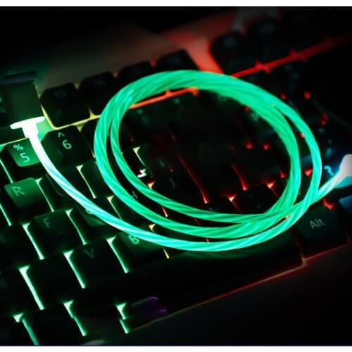 Tutew LED Hot Magnetic charging Mobile Phone Cable USB Type C Flow Luminous Lighting Wire for iphone Samaung Huawei Micro cable