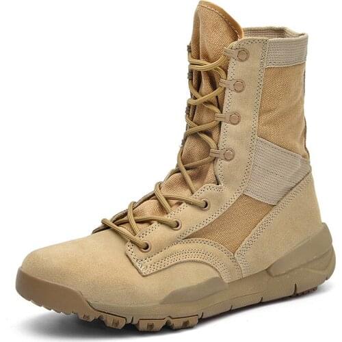 Outdoor breathable anti-slip lightweight high-top hiking shoes for in autumn.Waterproof couple desert boots cross-country travel