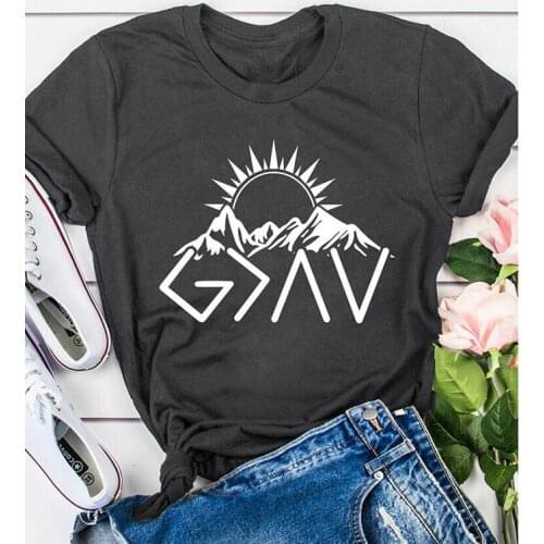 God Is Greater Than The Highs And Lows Christian T-shirt Trendy Women Graphic Religion Tshirt Casual Unisex Jesus Faith Top Tee