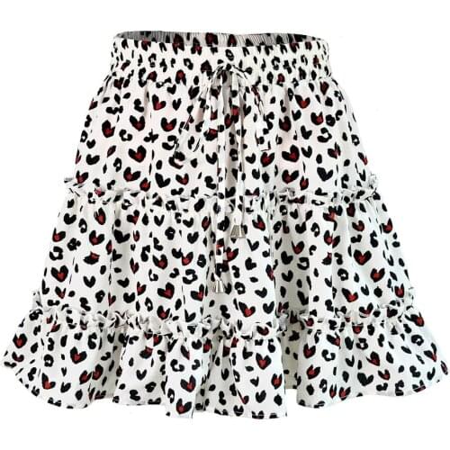 Jospoo Sexy Lady Online Celebrity Skirt High Waist Flouncing Printed Beach A-line Mini Skirts Women Fashion New 2020