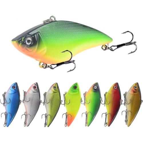 1pcs Long shot Wobbler Fishing Lure sinking bait 7cm 16g 3D eyes Hard Plastic VIB Bait treble hook Deep water Ice fishing tackle