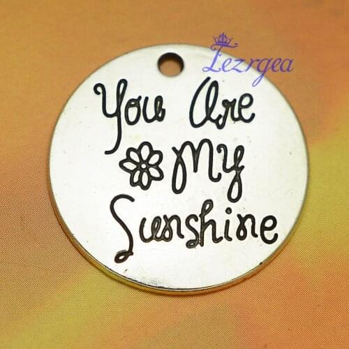 10pcs/lot--25mm, Antique silver plated You Are My Sunshine charms,DIY supplies,Jewelry accessories