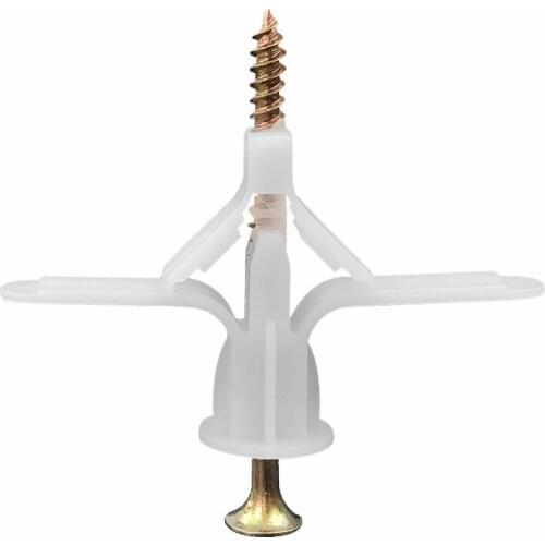 100pcs Hollow Aircraft Expansion Pipe Gypsum Board Screw Bolt Plastic Self Butterfly Brick Tapping