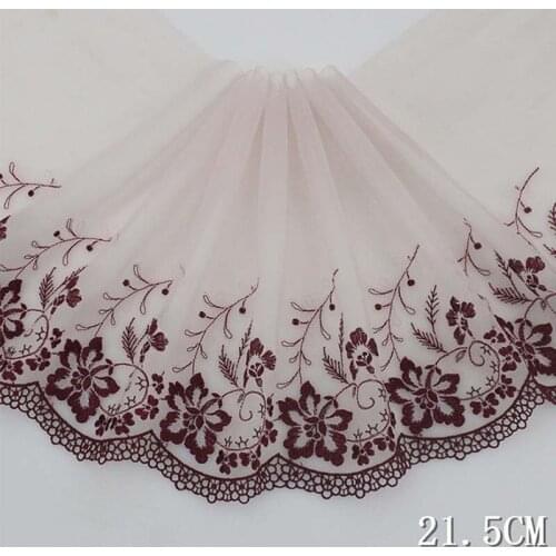 2Yards Pink Mesh Embroidered Lace Trim Ribbon Garment Trims Trimmings DIY Doll Dress Sofa Curtain Sewing Accessories