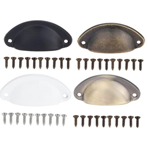 5pcs 50*20mm Shell Handle Pull Iron Kitchen Drawer Cabinet Door Handle Furniture Hardware with Screw