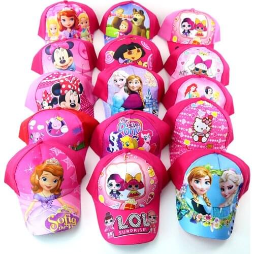 23 Type Cartoon Printing Baby Hat Mickey Minnie Snow White Frozen Snapback Cap Cotton Baseball Cap For Children Girl Boy Baby