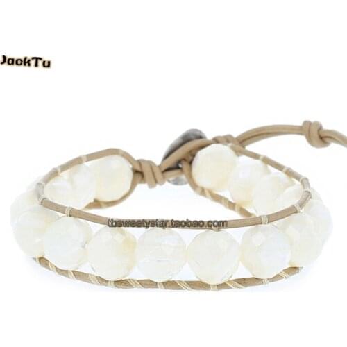 8mm natural mother of pearl large bead bracelet for woman and men