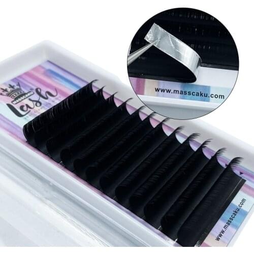 Quick delivery bulk 12row/case 8-16mm premium soft and very light synthetic silk lashes volume individual eyelashes extension