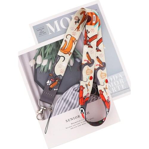 Flyingbee Funny Dog Dachshund Lanyards Id Badge Holder Keychain ID Card Pass Gym Mobile Badge Holder Lanyard Key Holder X2260