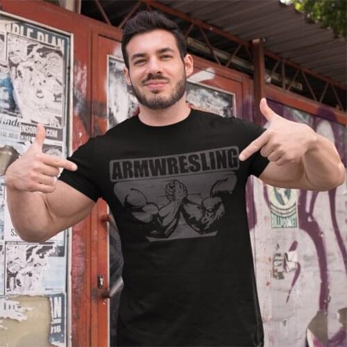 Armwrestling T Shirt Man Casual T Shirts Short Sleeves Basic T-Shirt Hip Hop Printed Tshirt Big Size 3XL