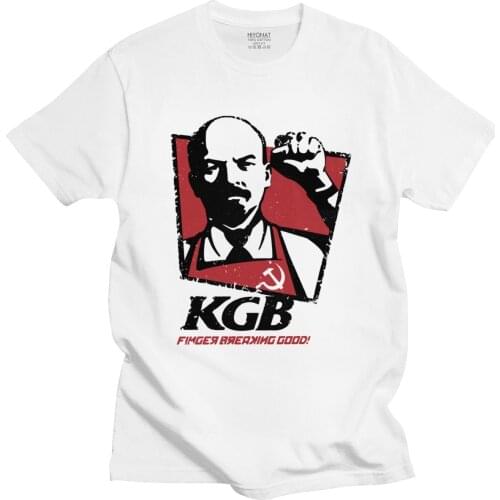 KGB Vladimir Lenin Men T Shirts USSR Russia Communism Marxism Socialism Vintage Tee Top Funny T-Shirts 100% Cotton Gift Clothes
