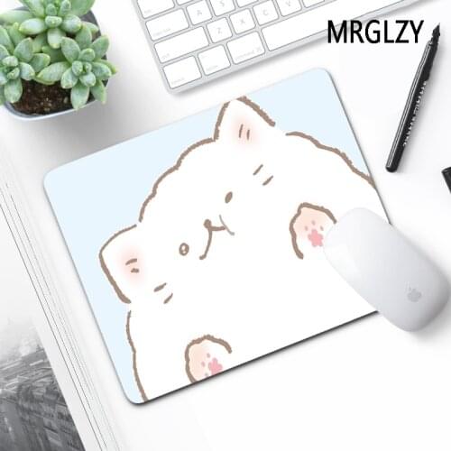MRGLZY White Blue Small Mouse Pad Kawaii Kitten Multiple Sizes Carpet Gamer Laptops Gaming Accessories Office MousePads Desk Mat