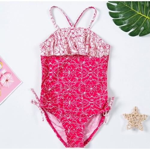 3-12 Years Girls Swimsuit One Piece Red Ruffle Style Childrens Swimwear 2020 New Bathing Suit One Piece Beachwear For Girl 1056