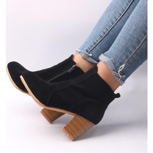 Hot Autumn Winter Women Boots Solid European Ladies shoes boots Suede Leather ankle boots with thick scrub 896