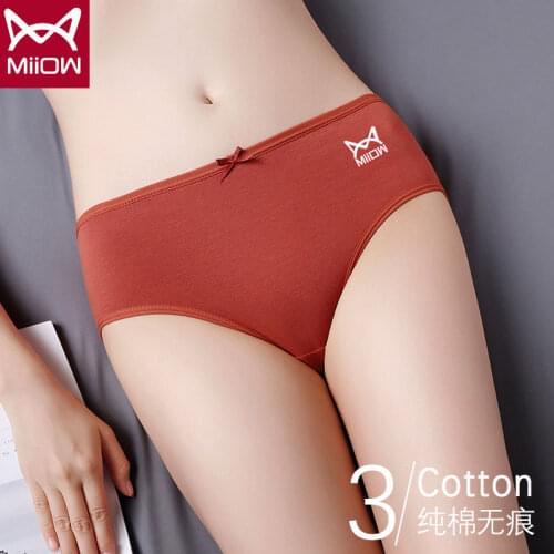 MiiOW Genuine Underwear Womens Cotton Mid-waist Cotton Antibacterial Bottom Crotch Japanese Students Cute Young Ladies Briefs
