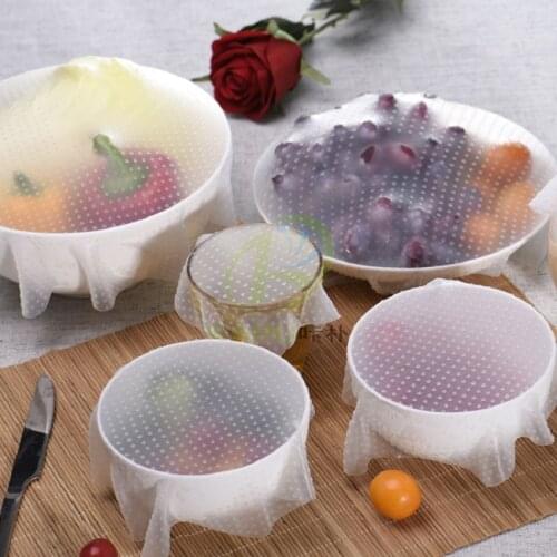Reusable Silicone Food Wrap Stretch Dish Cover Food Grade Silicone Food Fresh Keeping Vacuum Seal Wrap Eco Friendly Kitchen Tool
