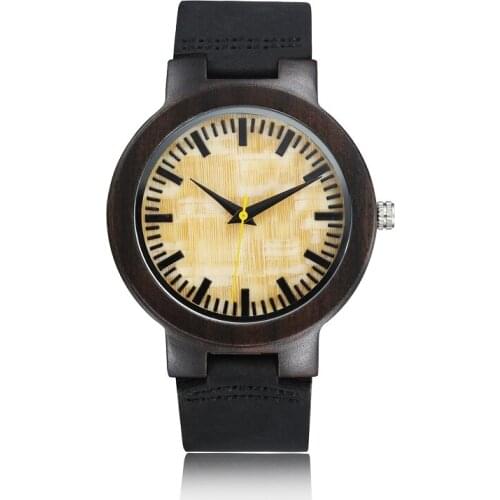 Fashion Luxury Wooden Bamboo Designer Wristwatches Women Simple Leather Strap Watch Personality Relojes Relogio Masculino
