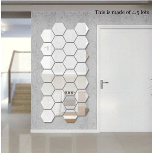 7Pieces Geometric Hexagon Mirror Surface Wall Sticker,16x18cm Extra Big DIY Home Decor,Enlarge Living Room,Removable Safety