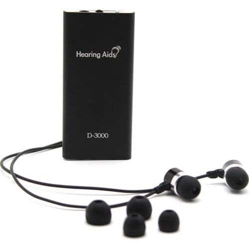 Rechargeable Black Hearing Aid Hearing Kit Behind The Ear Sound Voice Amplifier Sound Portable Two Earplugs for The Elderly Deaf