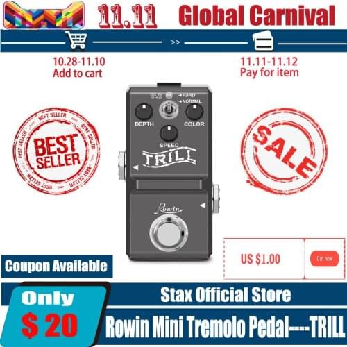 Rowin LN-327 Guitar Tromol Pedal Analog Photocoupler Trill Effect Pedals for Electric Guitar Mini Size