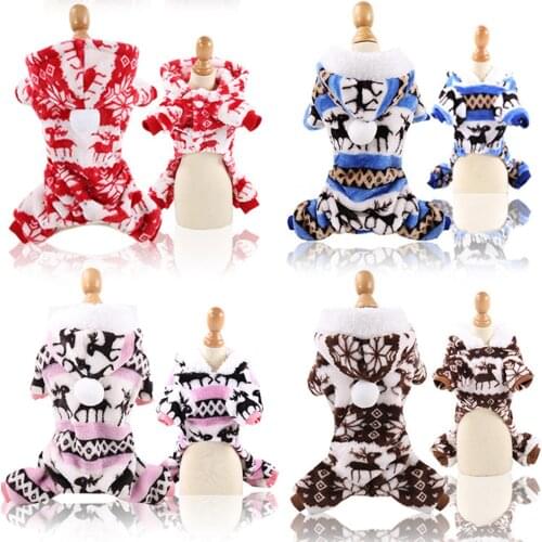 Christmas Dog Clothes Cotton Winter Clothes For Small Dogs Teddy Clothing Puppy Coat Warm Dog Hoodies Chihuahua Overalls For Dog