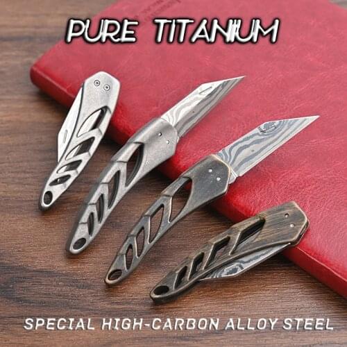 Retro Titanium Folding Knife Special High-carbon Alloy Steel Blad Keel Shape Brass Knife EDC High Hardnes Rescue Survival Tool