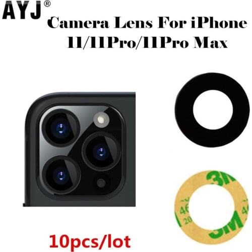 AYJ Rear Back Camera Glass For iPhone 11 Pro Max Camera Lens Cover Replacement Spare Parts with Adhesive Sticker