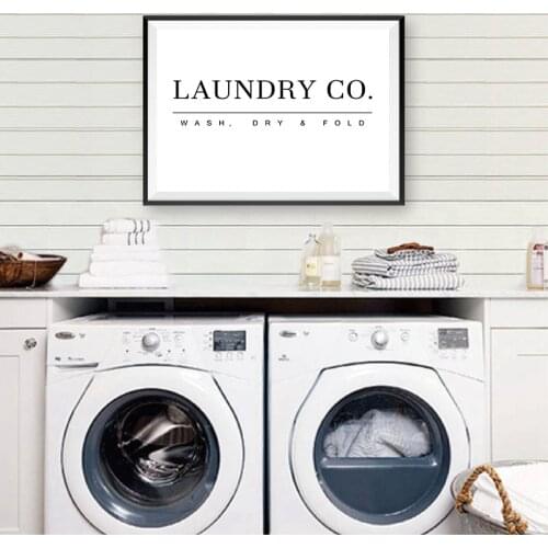 Laundry Sign Wall Art Canvas Print Wash Dry Fold Laundry Guide Poster Art Canvas Painting Picture Home Wall Decoration CH110