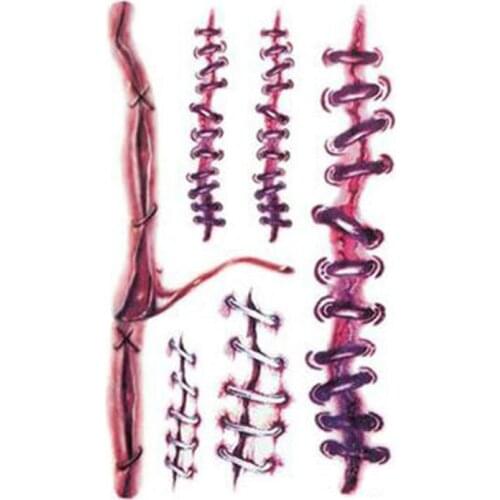 5Pcs Halloween Fake Scars Tattoo Sticker For Unisex Waterproof Body Art Painting Terror Wound Tattoos In The Carnival Party