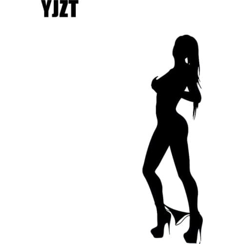 YJZT 3.9*13.2CM Sexy Hot Showing Up Girl Silhoutte Black/Silver Car Sticker Vinyl Decal Fantastic Style High Quality C20-0491