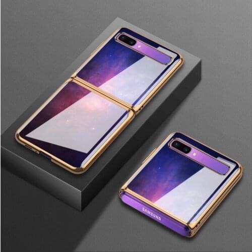 For Samsung zflip folding screen mobile phone case sm-f700n protective case f7000 star sky 5g glass f7070 electroplating