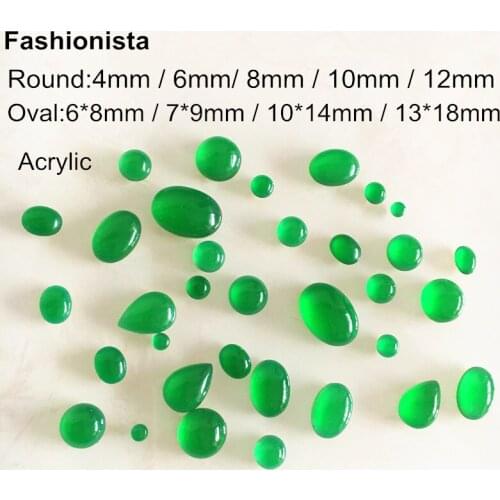 Green Cabochon For Jewelry,Flat Back Smooth Domed Acrylic Cabs,Round 4mm,6mm,8mm,10mm,12mm Oval 6x8mm,7x9mm,10x14mm,13x18mm -HY