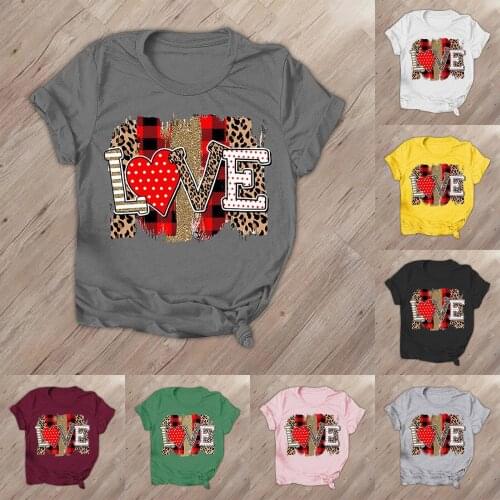 Love Printed Women T-Shirt Fashion Valentines Day Love Letters Soft Short Sleeves Ropa De Mujer Top Summer Mulher Camisetas