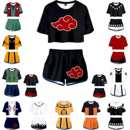 Ninja Ladies Summer popular logo Short Sleeve Shorts Anime T-Shirt Set cosplay