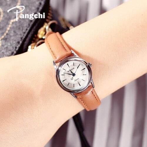 PANGCHI Brand Simple Style Leather Lady Watch Waterproof Quartz Wristwatches Woman Casual Dress Watches Relojes Montre Femme
