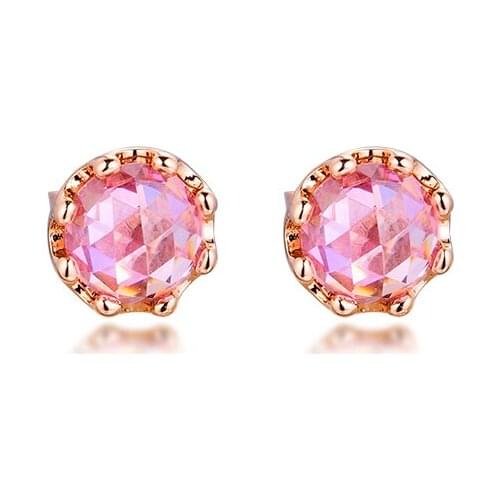 Rose Gold Pink Sparkling Crown Stud Earrings for Women 925 Sterling Silver Earings Fashion Jewelry Ear Brincos 2020 New