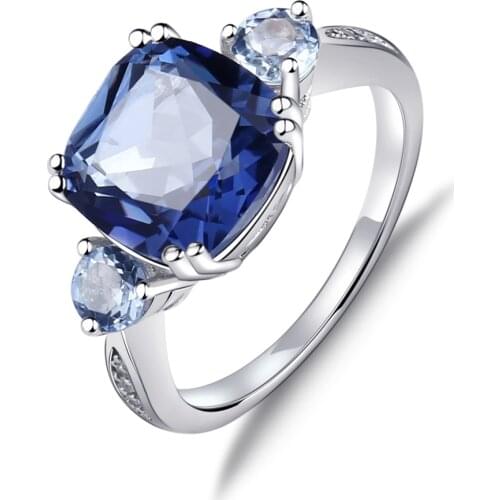 Gems Ballet 5.22Ct Natural Iolite Blue Mystic Quartz Sky Blue Topaz Gemstone Ring For Women 925 Sterling Silver Fine Jewelry