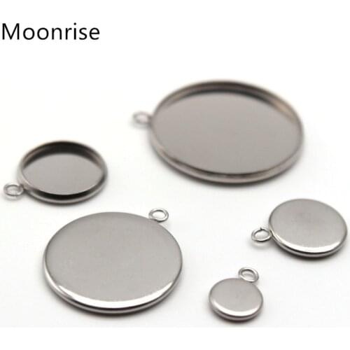 10Pcs 6-30mm Stainless Steel Round Blank Bezel Pendant Tray Base Cabochon Settings Pendant Blanks For Jewelry Making DIY Finding