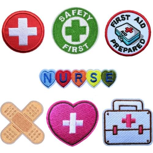 10 PCS Medic Cross First Aid Embroidered iron on patch, Safety First Fabric Badge, Jacket Jean Backpack Clothing Applique DIY