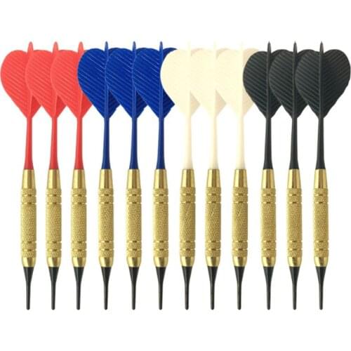 12pcs/set Soft Nylon Tip Darts PC Shaft for Electronic Plastic Dartboard Home Bar Toy for Adult Kids Random Color
