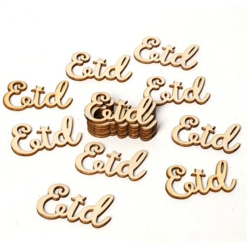 15Pcs Letters Eid Mubarak Ramadan Kareem Wood Mini Tags Hanging Ornaments Ramadan Kareem Wooden Chip Craft Gift Muslim Hajj