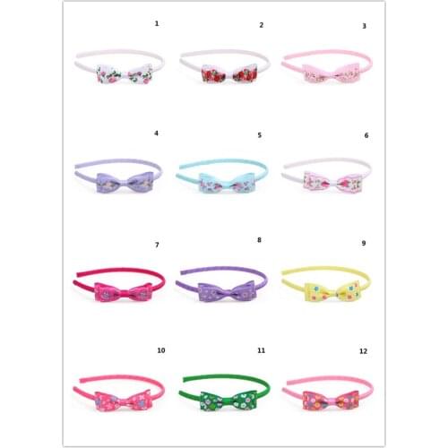 24pcs Fashion Cute Grosgrain Ribbon Bow Hairbands Floral Bowknot Hair Sticks Princess Headwear Girls Hair Accessories