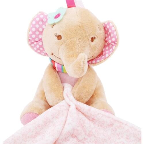 30*30cm Cartoon Elephant Rattles Puppy Soothing Towel Baby Toy Soft Cloth Baby Bedtime Sleep Blanket Toy Kids Birthday Gift