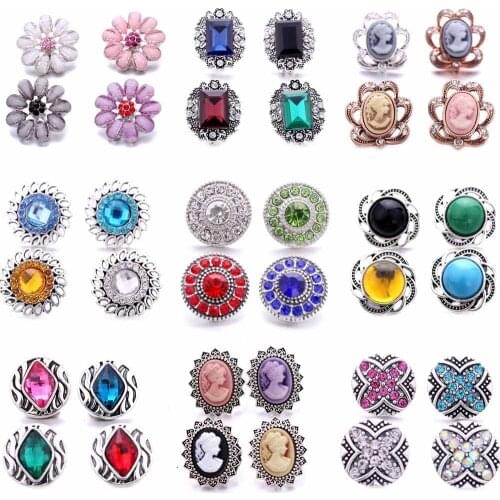 5pcs/lot 2020 New Snap Button Jewelry Mixed Metal 18mm Snap Button with Rhinestone Buttons for 20mm 18mm Snap Bracelets Bangles