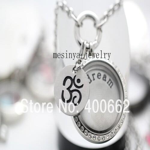 500pcs s.steel ohm yoga dangle charms for floating locket , glass living locket not included