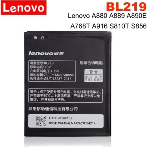 Original BL219 Battery For Lenovo A880 A889 A890E A768T A916 S810T S856 Batterie Bateria Batterij Accumulator 2500mAh